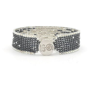 Brazalete Telar Plata Delgado Difuminado Acerina